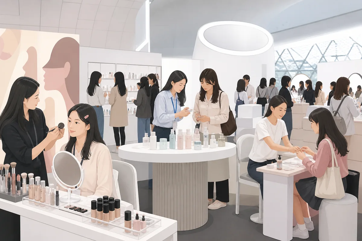DDP event hall map and signage guiding visitors to the Seoul Beauty Week venue area