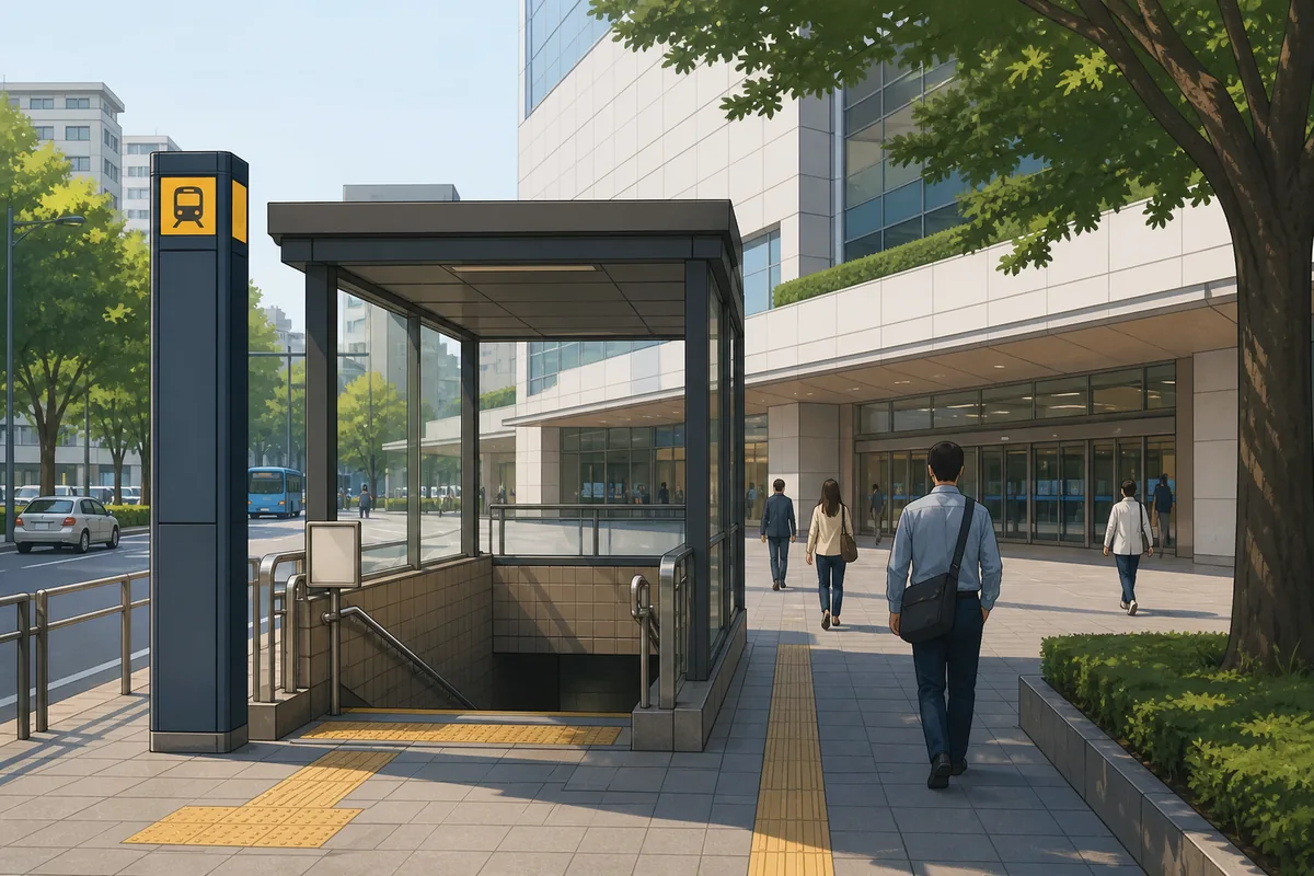 subway entrance signs near a seoul bus terminal station