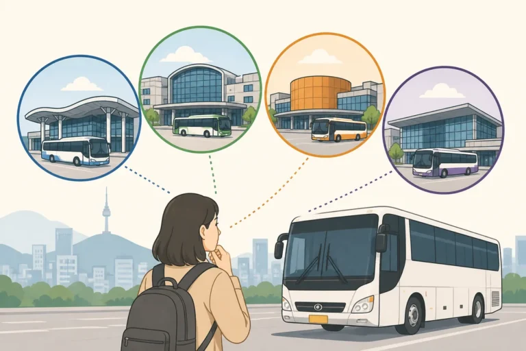 seoul bus terminal do you need seoul bus terminal map showing Express, Central City, Dong Seoul, and Nambu locations