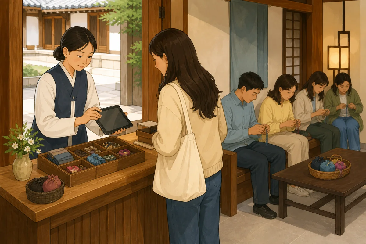 seoul hanok week hands-on workshop desk with reservation check-in and materials