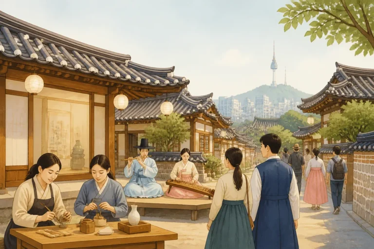 seoul hanok week visitors walking through Bukchon Hanok Village during Seoul Hanok Week 2026