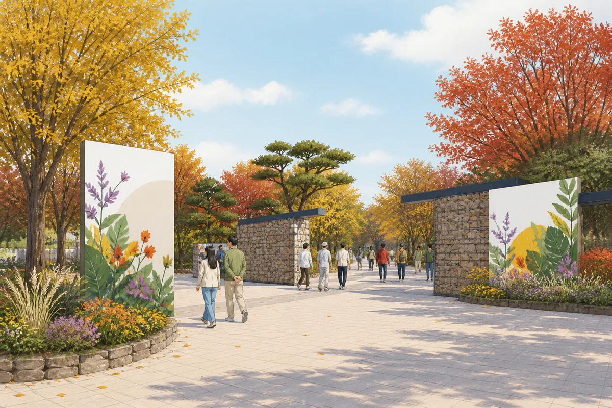 seoul international garden show fall 2026 seoul international garden show at Maeheon Citizen's Forest showing the garden show venue and walking paths