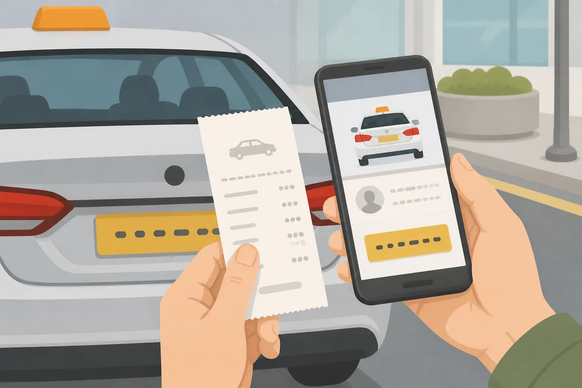 Taxi receipt and vehicle number used to review a Seoul taxi overcharge report