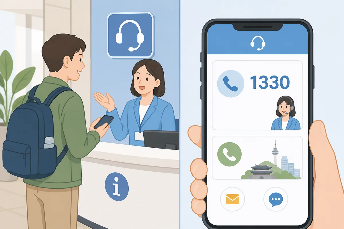 Traveler calling 1330 about a Seoul taxi overcharge complaint