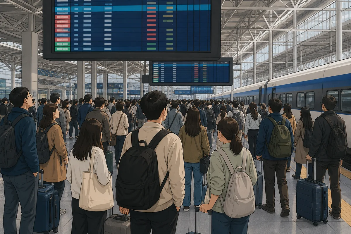 traveling korea during chuseok 2026 chuseok 2026 travel at a busy Seoul station before the holiday rush